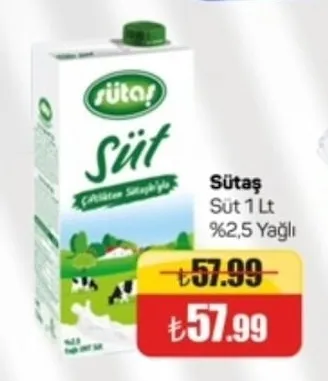 Sütaş Süt 1 Lt %2,5 Yağlı