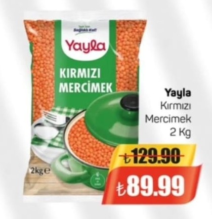 Yayla Kırmızı Mercimek 2 Kg