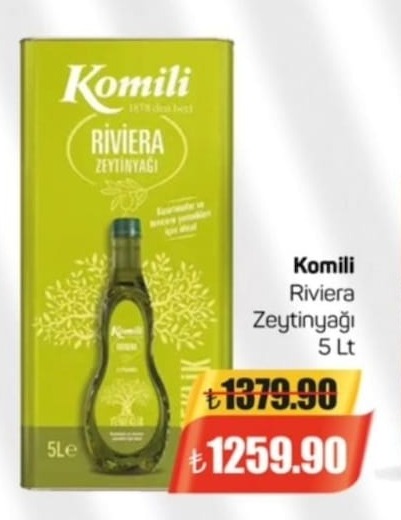 Komili Riviera Zeytinyağı 5 Lt