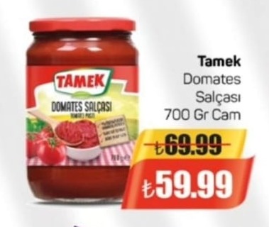 Tamek Domates Salçası 700 Gr Cam