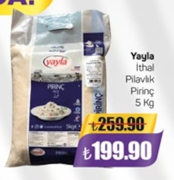 Yayla İthal Pilavlık Pirinç 5 Kg