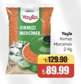 Yayıa Kırmızı Mercimek 2 Kg