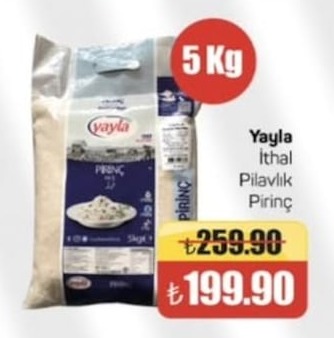 Yaylalı İthal Pilavlık Pirinç 5Kg