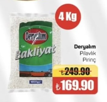 Deryalı Bakliyat Pilavlık Pirinç 4Kg