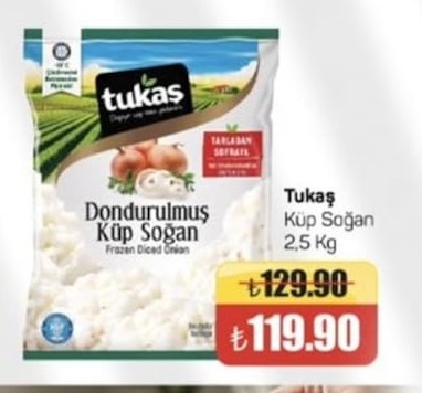 Tukaş Dondurulmuş Küp Soğan 2.5 Kg