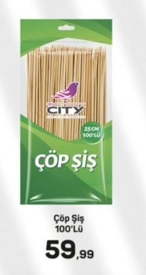 City Çöp Şiş 25 Cm 100'Lü