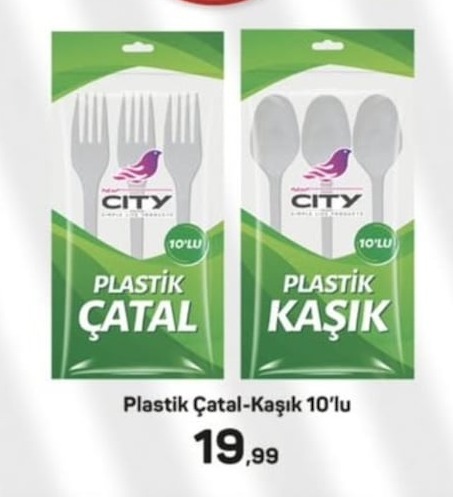 City Plastik Çatal-Kaşık 10'Lu