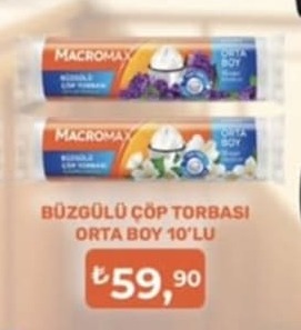 Macromax Büzgülü Çöp Torbası Orta Boy 10'Lu