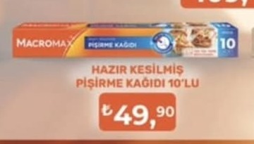 Macromax Hazir Kesilmiş Pişirme Kağıdı 10'Lu
