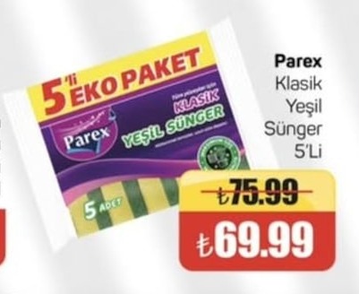 Parex Klasik Yeşil Sünger 5'Li