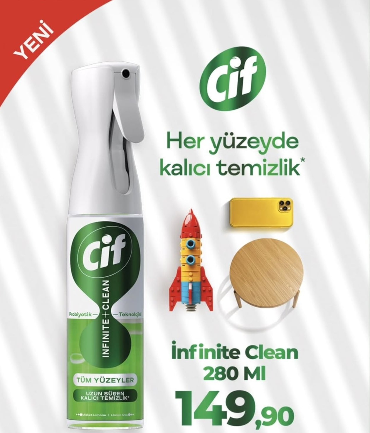Cif Infinite+Clean Tüm Yüzeyler Uzun Süren Kalıcı Temizlik 280 Ml