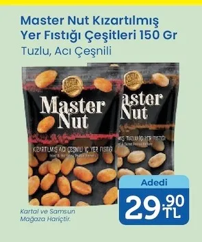 Master Nut Kızartılmış Yer Fıstığı Çeşitleri 150 Gr Tuzlu, Acı Çeşnili