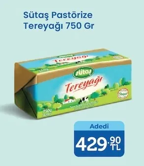 Sütaş Pastörize Tereyağı 750 Gr