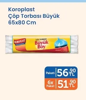 Koroplast Çöp Torbası Büyük 65X80 Cm