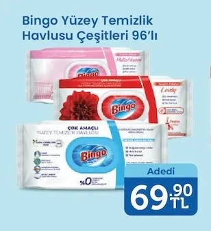 Bingo Yüzey Temizlik Havlusu Çeşitleri 96'Lı