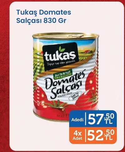 Tukaş Domates Salçası 830 Gr