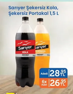 Sarıyer Şekersiz Kola, Şekersiz Portakal 1,5 L