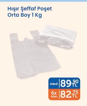 Hışır Şeffaf Poşet Orta Boy 1 Kg