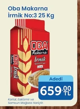 Oba Makarna İrmik No:3 25 Kg