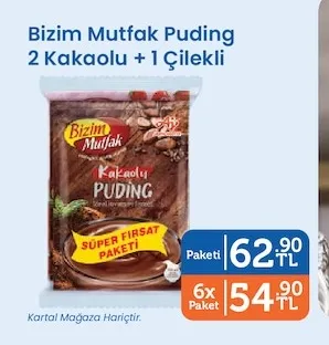 Bizim Mutfak Puding 2 Kakaolu + 1 Çilekli