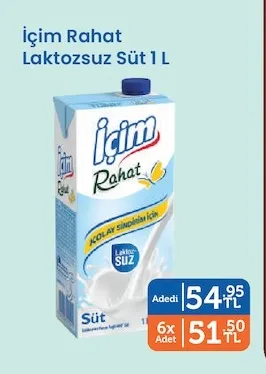 İçim Rahat Laktozsuz Süt 1 L