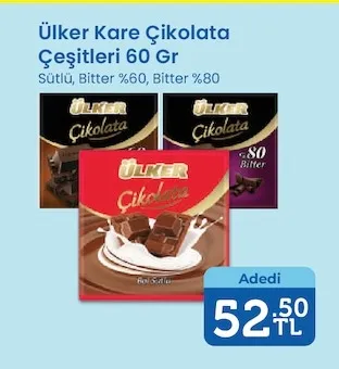 Ülker Kare Çikolata Çeşitleri 60 Gr