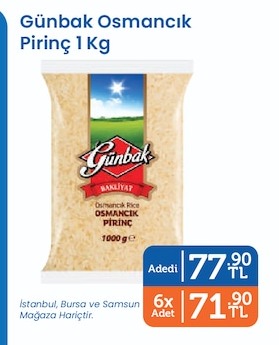 Günbak Osmancık Pirinç 1 Kg