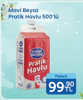 Mavi Beyaz Pratik Havlu 500'Lü