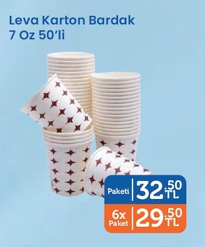 Leva Karton Bardak 7 Oz 50'Li