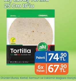 Alu Lavaş Tortilla 25 Cm 10'Lu
