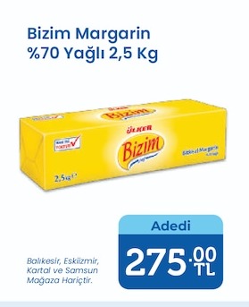 Bizim Margarin %70 Yağlı 2,5 Kg