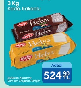 Metin Helva 3 Kg Sade, Kakaolu
