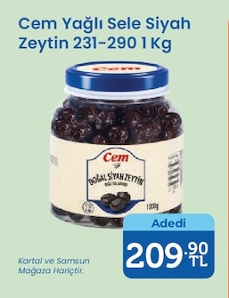 Cem Yağlı Sele Siyah Zeytin 1 Kg