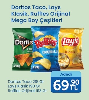 Doritos Taco, Lays Klasik, Ruffles Orijinal Mega Boy Çeşitleri