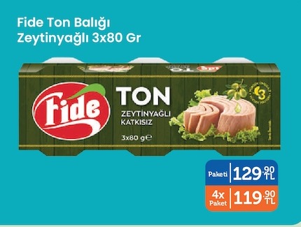 Fide Ton Balığı Zeytinyağlı 3X80 Gr