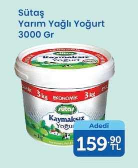 Sütaş Yarim Yağli Yoğurt 3000 Gr