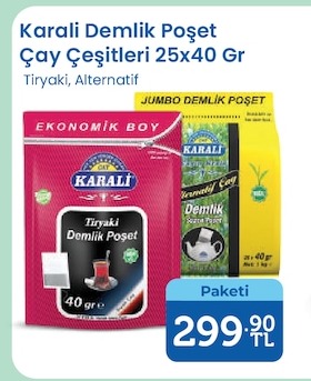 Karali Demlik Poşet Çay Çeşitleri 25X40 Gr