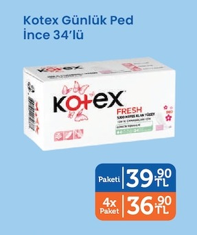Kotex Günlük Ped İnce 34'Lü