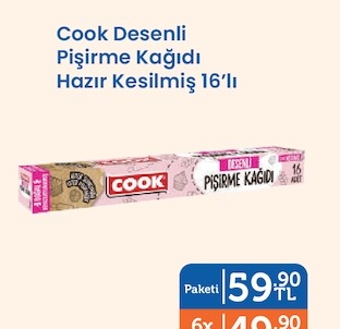 Cook Desenli Pişirme Kağıdı Hazır Kesilmiş 16'Lı
