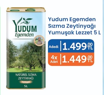Yudum Egemden Sızma Zeytinyağı Yumuşak Lezzet 5 L