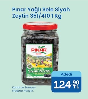Pınar Yağlı Sele Siyah Zeytin 351/410 1 Kg