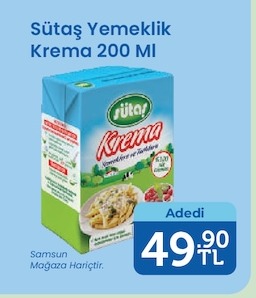Sütaş Yemeklik Krema 200 Ml