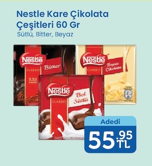 Nestle Kare Çikolata Çeşitleri 60 Gr