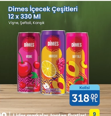 Dimes İçecek Çeşitleri 12 X 330 Ml