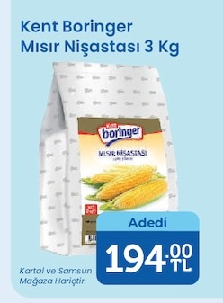 Kent Boringer Mısır Nişastası 3 Kg