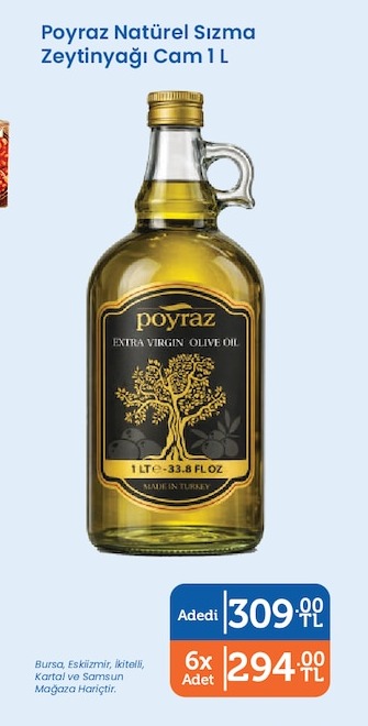 Poyraz Naturel Sızma Zeytinyağı Cam 1L