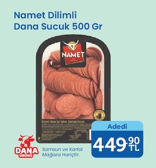 Namet Dilimli Dana Sucuk 500 Gr
