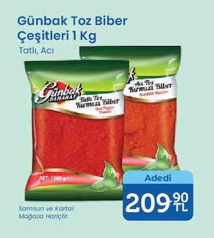 Günbak Toz Biber Çeşitleri 1 Kg
