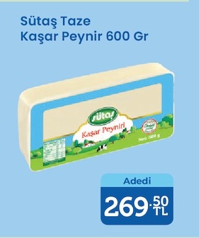 Sütaş Taze Kaşar Peynir 600 Gr