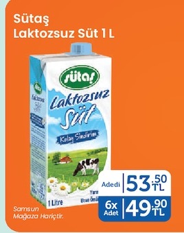 Sütaş Laktozsuz Süt 1 L